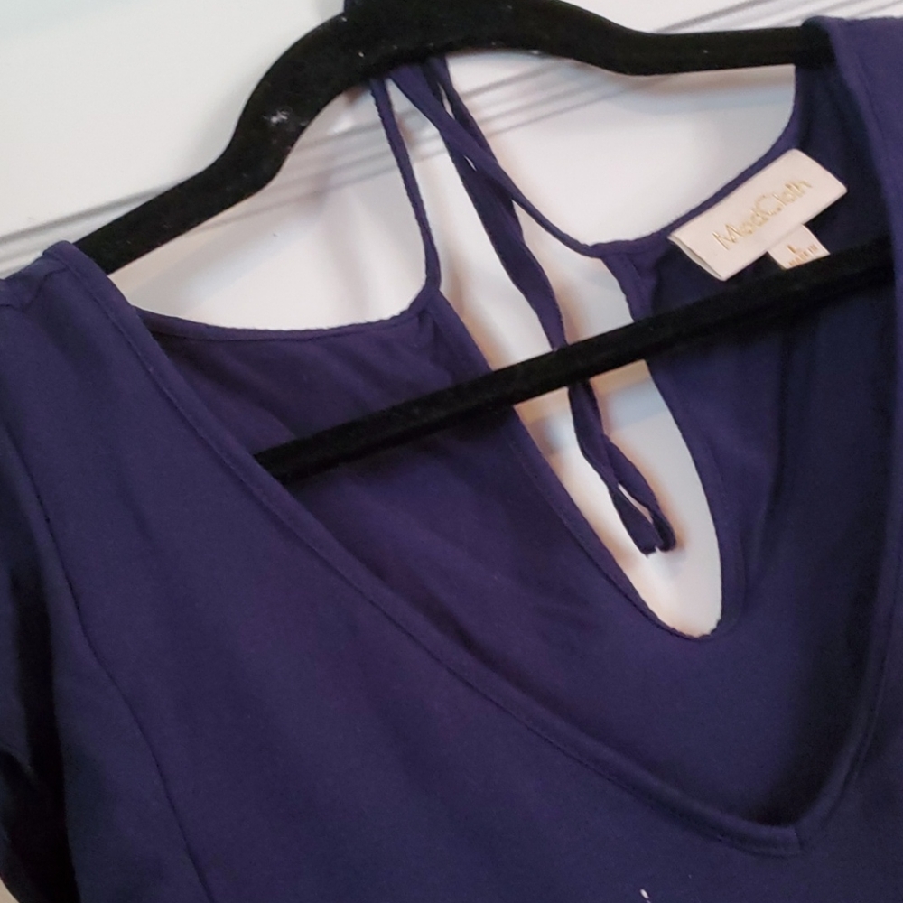 Navy Ruffle Modcloth Shirt - Picture 3 of 3